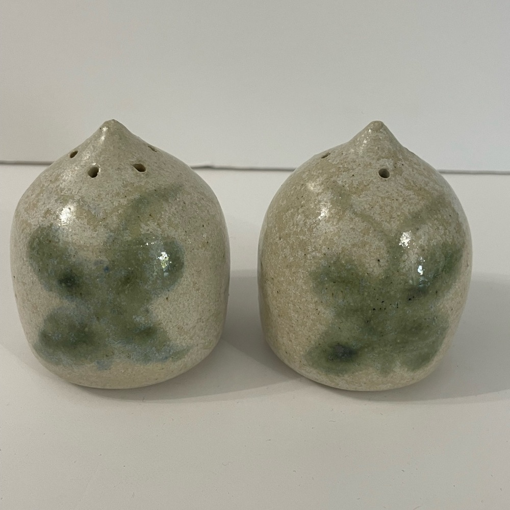 Studio Art Pottery Salt & Pepper Shakers Ceramic Glazed Signed Butterfly 2.5”